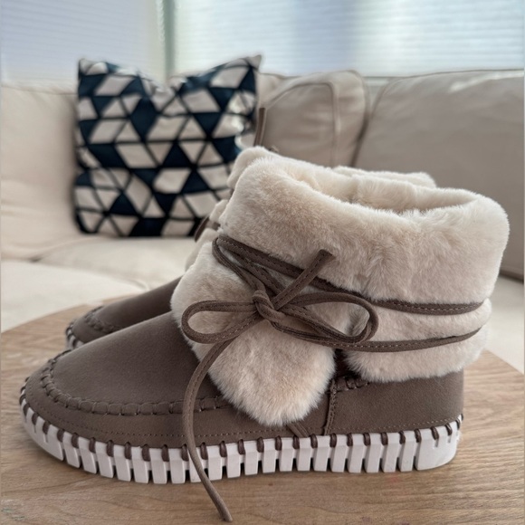 ILSE JACOBSEN Gray & Ivory Soft Shearling Foldover Tulip Boot Eur 38 US 7.5 - Picture 3 of 10